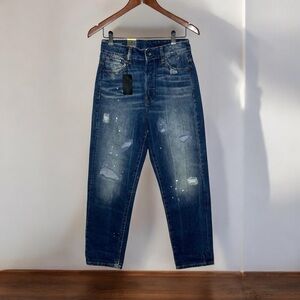 G-Star Raw Women's Size 25 x 28 Midge High Boyfriend Jean Button Fly Distressed